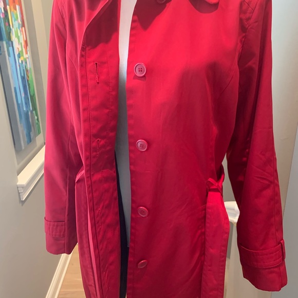 Towne Collection Red Trench Coat Jacket Large London Fog - Picture 8 of 13